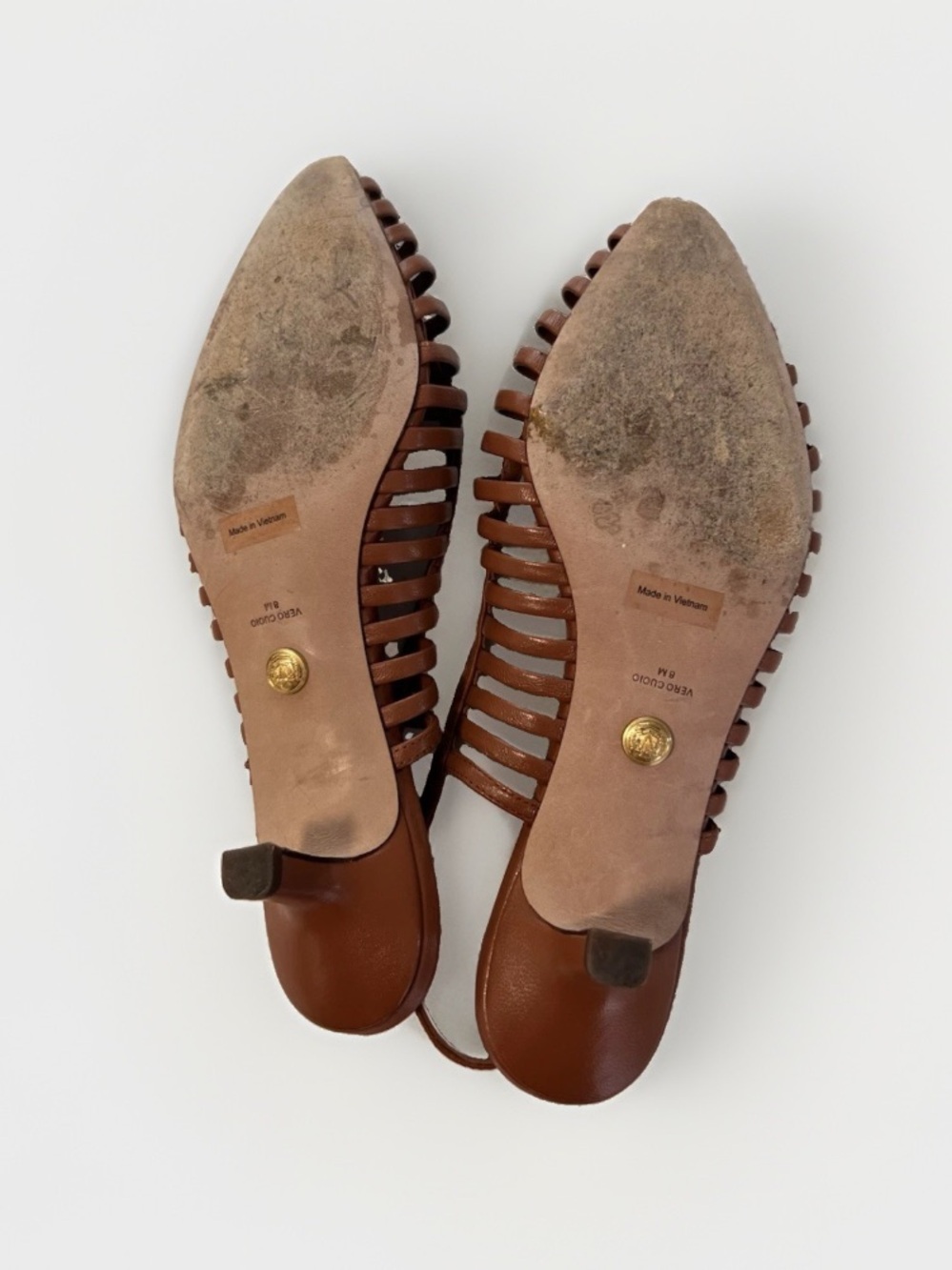 Veronica Beard Britte Kitten Heel Slingback Pump in Whiskey Tan Sz 8 - Picture 6 of 8